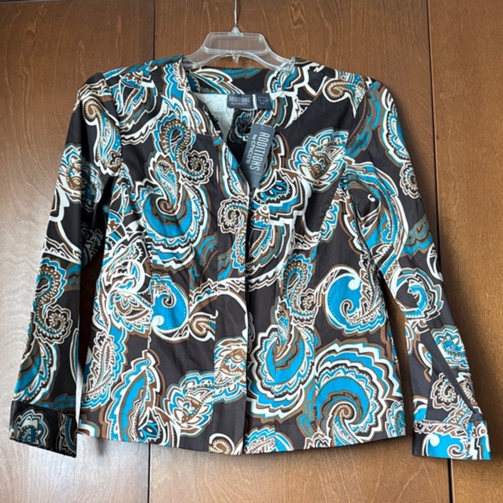 Chico’s Additions Brown Donna Paisley Print Blazer NWT Sz 1 (M) Ret $59.95